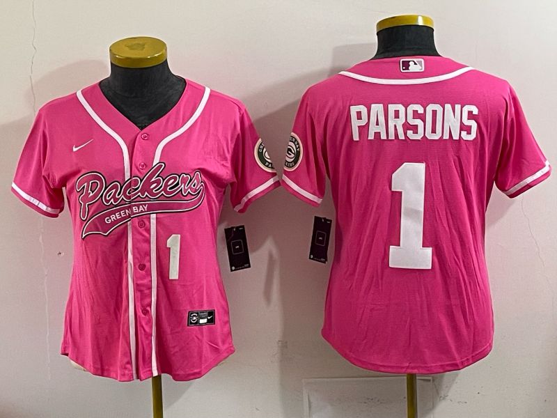 Women 2025 Green Bay Packers #1 Parsons Pink Nike Limited NFL Jersey style 003